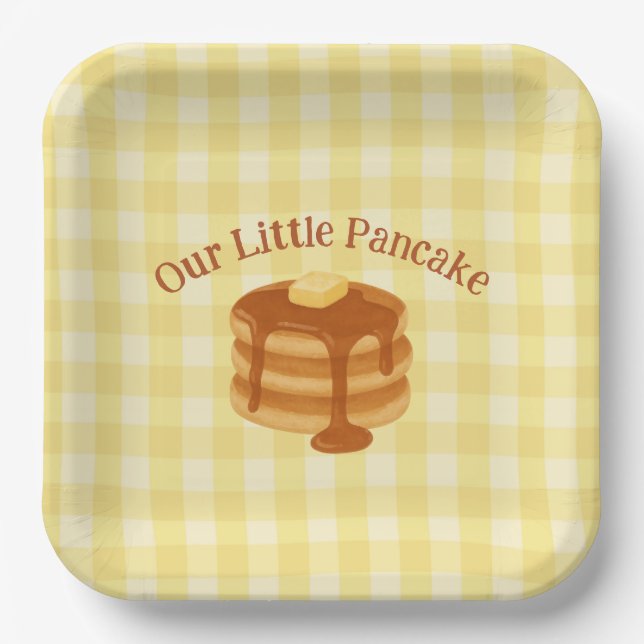 Our Little Pancake Brunch Theme Baby Shower Paper Plate (Front)