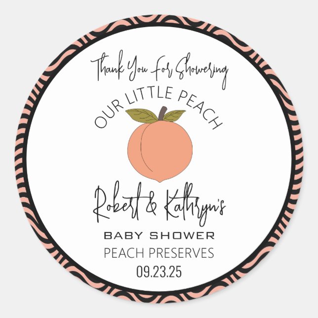 "Our Little Peach" Baby Shower Favour Label (Front)