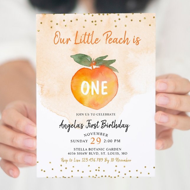 Our Little peach is Turning one Birthday Invitation (Creator Uploaded)