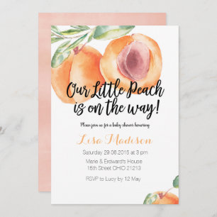 Our Little Peaches on the way Baby Shower Invite