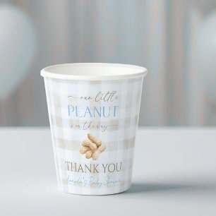 Our Little Peanut Boy Blue Gingham Baby Shower Paper Cups