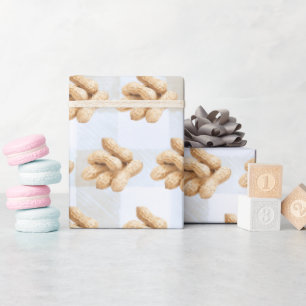 Our Little Peanut Boy Blue Gingham Baby Shower Wrapping Paper