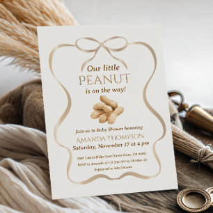 Our Little Peanut Coquette Bow Theme Baby Shower Invitation