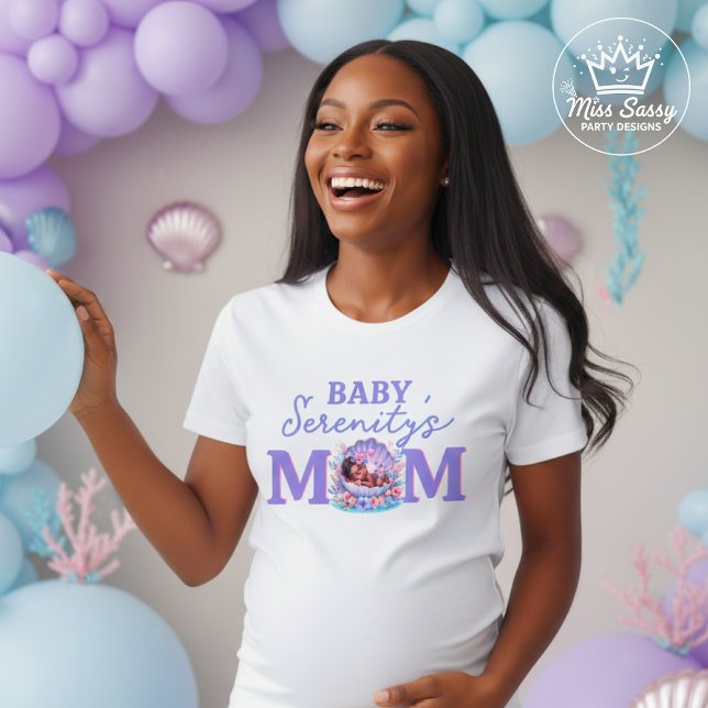 Our Little Pearl Mom-to-Be Seashell Baby Shower T-Shirt (Celebrate the mom-to-be 💜 Our Little Pearl T-shirt is perfect for pastel baby showers 🐚✨)