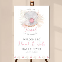 Our Little Pearl Ocean Baby Shower Welcome Sign