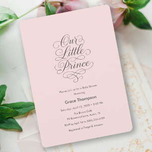 Our Little Prince Baby Pink Minimal Script Invite