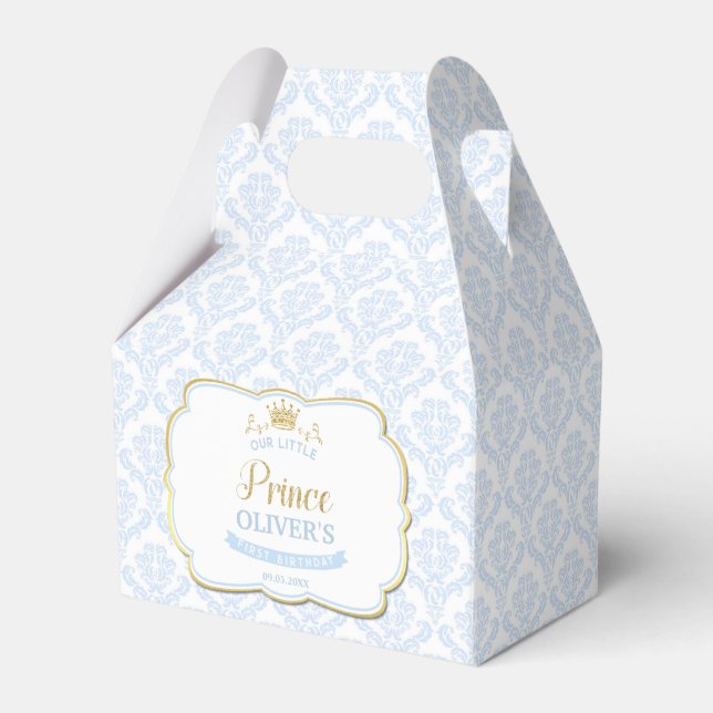 Our Little Prince Blue Royal 1st First Birthday Favour Box (Front Side)