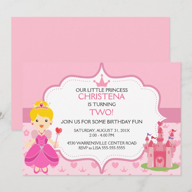 Our Little Princess Birthday Party Invitation (BL) (Front/Back)