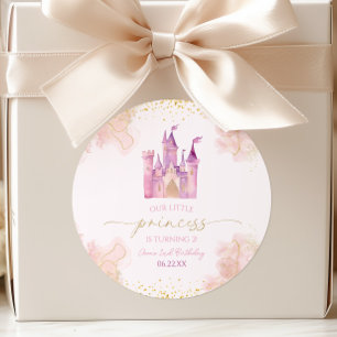 Our Little Princess Royal Castle Birthday Party Classic Round Sticker