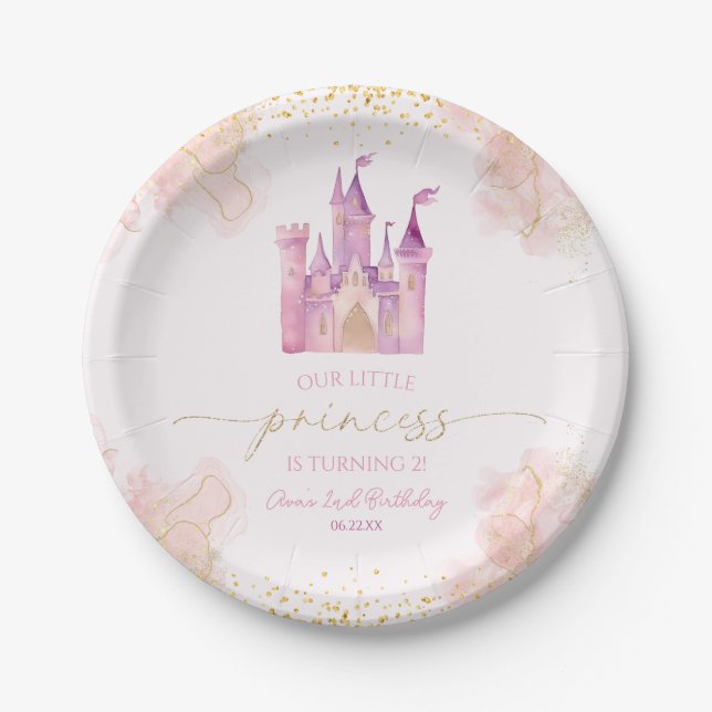 Our Little Princess Royal Castle Birthday Party Paper Plate (Front)