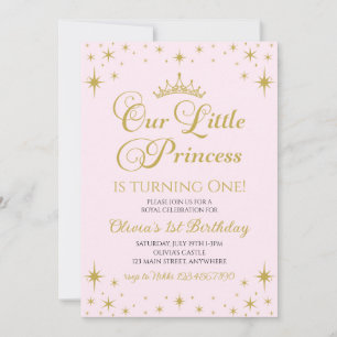 Our Little Princess Royal Gold and pink Birthday Invitation