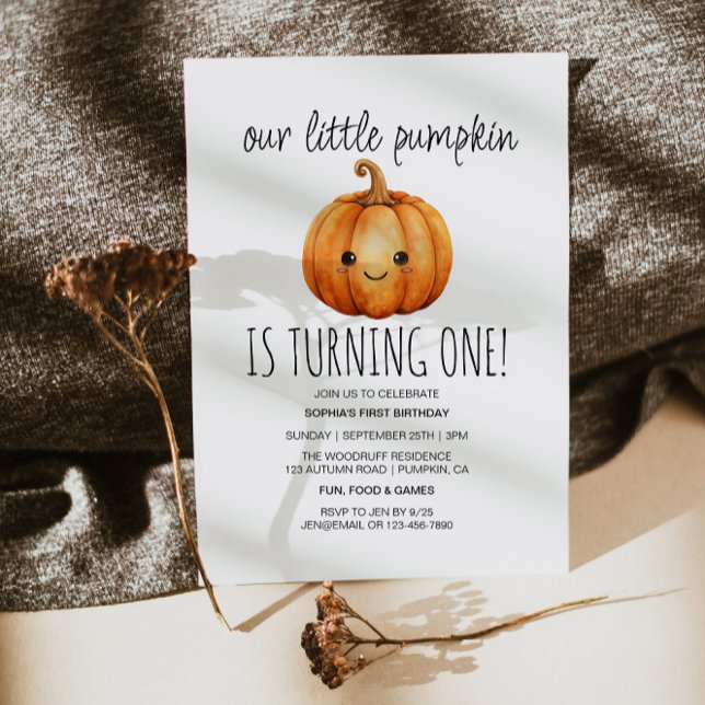 Our Little Pumpkin 1st Birthday Fall 1st Birthday  Invitation (Creator Uploaded)