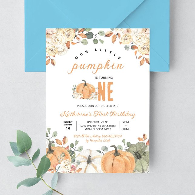 Our Little Pumpkin 1st Birthday Fall Invitation (Creator Uploaded)
