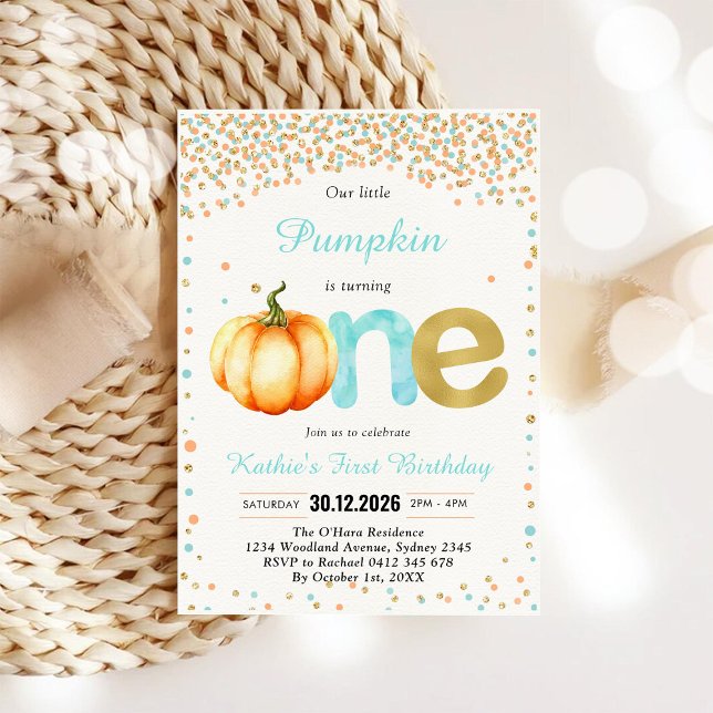 Our Little Pumpkin 1st Birthday Invitation (Creator Uploaded)