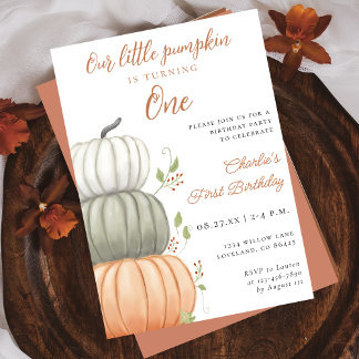 Our Little Pumpkin 1st Birthday Invitation