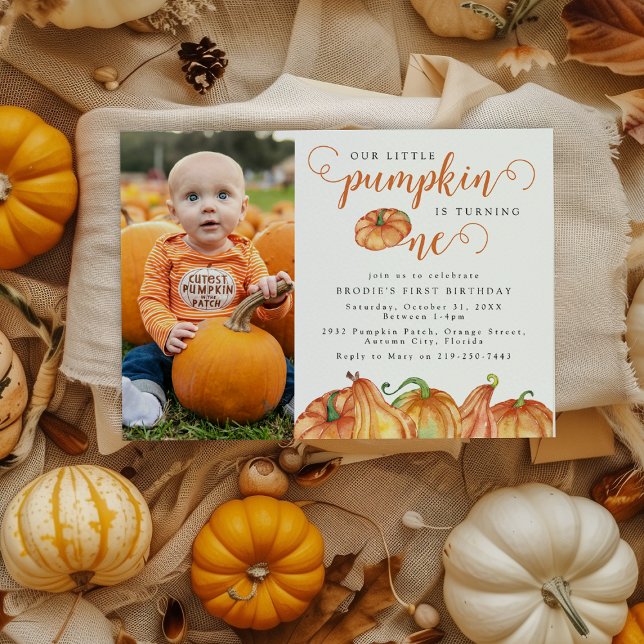 Our Little Pumpkin 1st Birthday Party Invitation (Creator Uploaded)