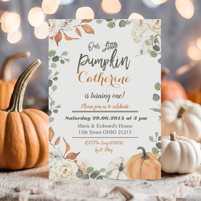 Our Little Pumpkin 1st First Birthday Girl Boy Invitation (Creator Uploaded)