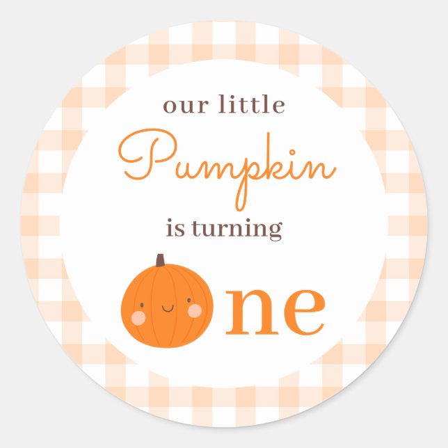 Our Little Pumpkin 1st Orange Fall First Birthday Classic Round Sticker (Front)