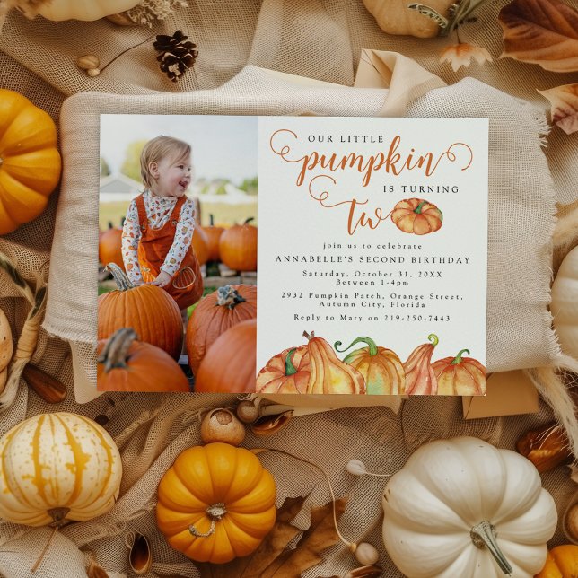 Our Little Pumpkin 2nd Birthday Party Invitation (Creator Uploaded)