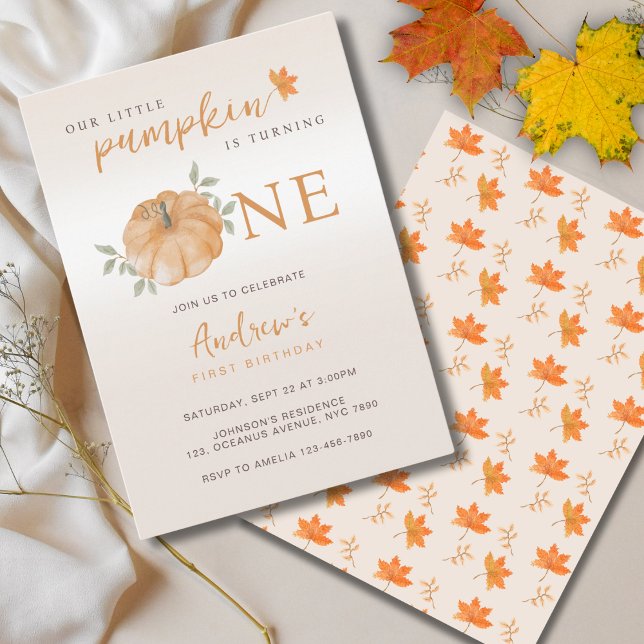 Our Little Pumpkin Autumn Fall 1st Birthday Invitation (Creator Uploaded)