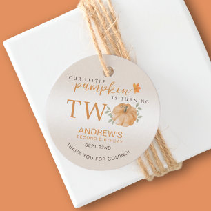 Our Little Pumpkin Autumn Fall 2nd Birthday Favour Tags
