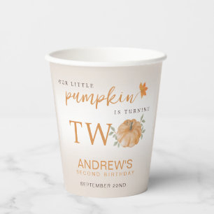Our Little Pumpkin Autumn Fall Second 2nd Birthday Paper Cups