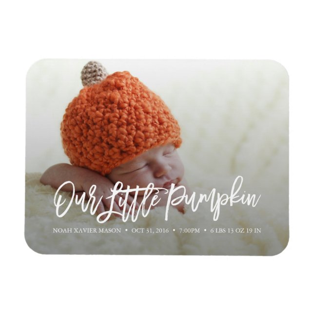 Our Little Pumpkin Birth Announcement Magnet (Horizontal)