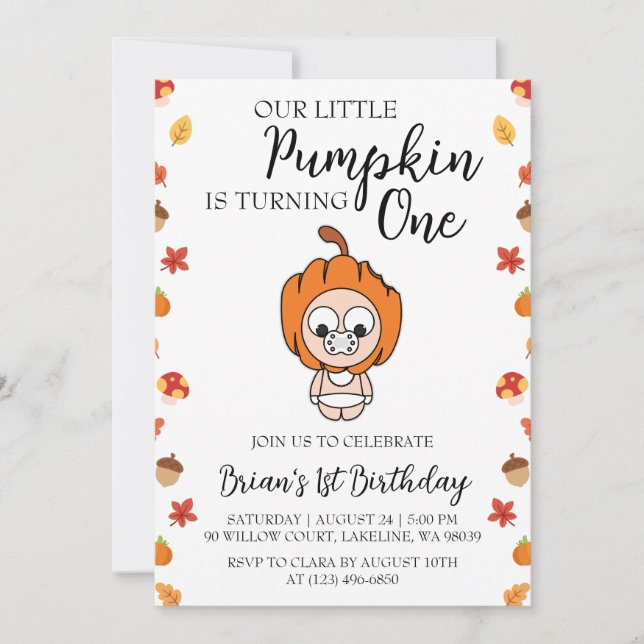 our little pumpkin birthday invitations (Front)