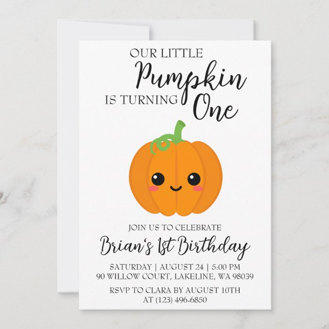 our little pumpkin birthday invitations (Front)