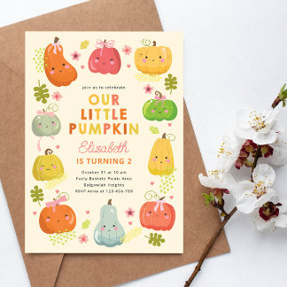 Our Little Pumpkin Birthday Invite, Photo Birthday Invitation