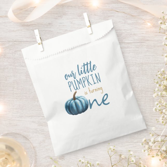 Our Little Pumpkin Blue 1st Birthday  Favour Bags (Clipped)