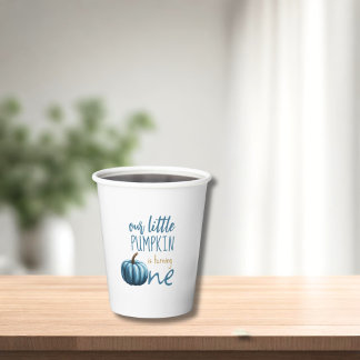 Our Little Pumpkin Blue 1st Birthday  Paper Cups