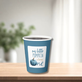 Our Little Pumpkin Blue 1st Birthday  Paper Cups