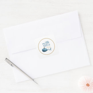 Our Little Pumpkin Blue 1st Birthday  Square Sticker