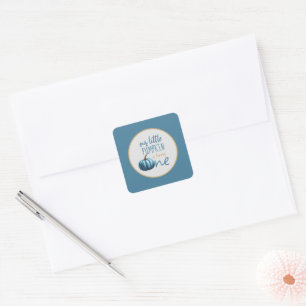 Our Little Pumpkin Blue 1st Birthday  Square Sticker