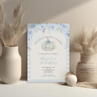Our Little Pumpkin Blue Gingham White 1st Birthday