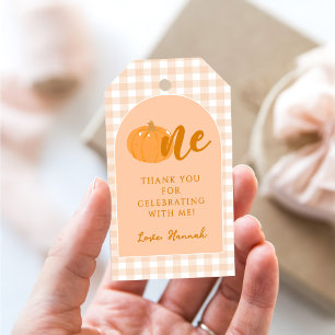 Our Little Pumpkin Boho Orange 1st Birthday Gift Tags
