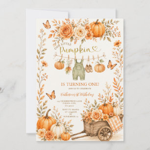 Our little Pumpkin Clothesline 1st Birthday Floral Invitation