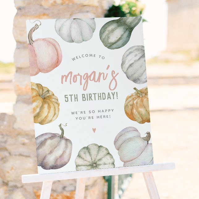 Our Little Pumpkin Cute Boho Birthday Party Poster (Creator Uploaded)