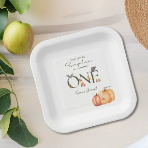 Our Little Pumpkin Fall 1st Birthday Paper Plate