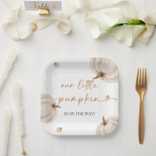 Our Little Pumpkin Fall Autumn Baby Shower Paper Plate