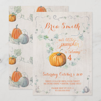 Our Little Pumpkin Fall Birthday Party Invitations