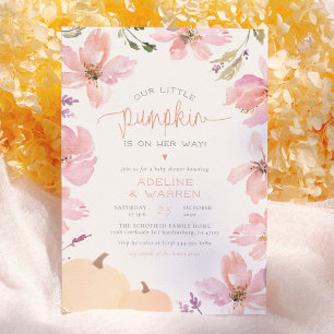 Our Little Pumpkin Fall Floral Girl Baby Shower Invitation