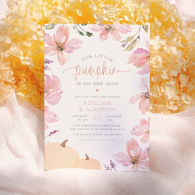 Our Little Pumpkin Fall Floral Girl Baby Shower Invitation (Creator Uploaded)