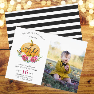 Our Little Pumpkin Fall Floral Invitation