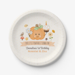 Our Little Pumpkin First Birthday Girl Paper Plate