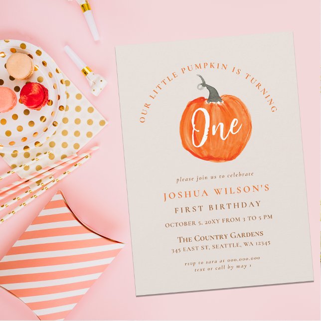 our little pumpkin first birthday party  invitation (our little pumpkin first birthday party invitation )