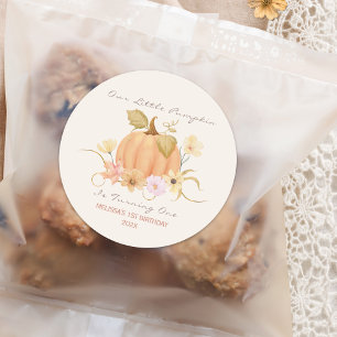 Our Little Pumpkin Floral Birthday  Classic Round Sticker