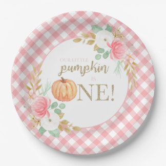Our Little Pumpkin floral first birthday Paper Plate