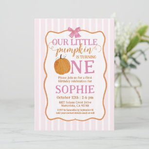 Our Little Pumpkin Girl 1st Birthday Invitation